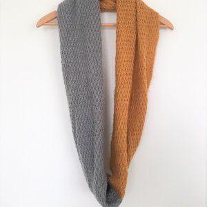 Gray & Yellow Knitted Infinity Scarf